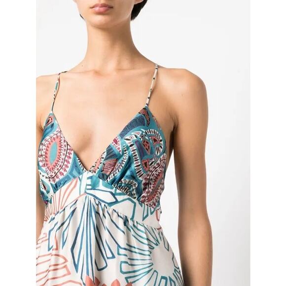 BA&SH Women,s Blue White Paisley Print V-Neck Tiered Maxi Dress Size Medium - Picture 9 of 9